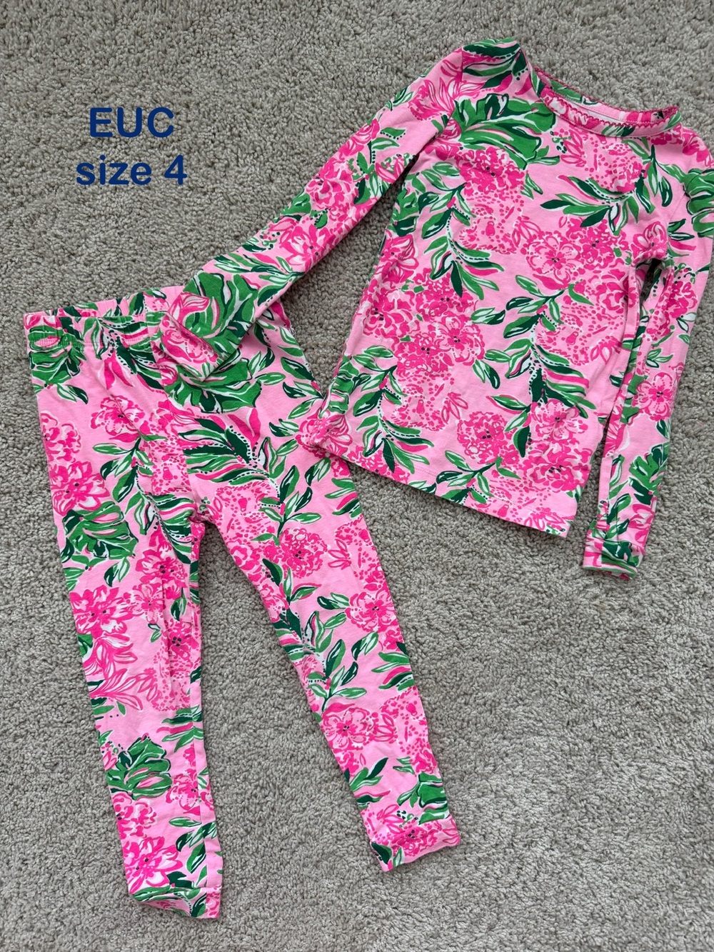 Lilly Pulitzer Pink & Green Floral Kids Pajama Set